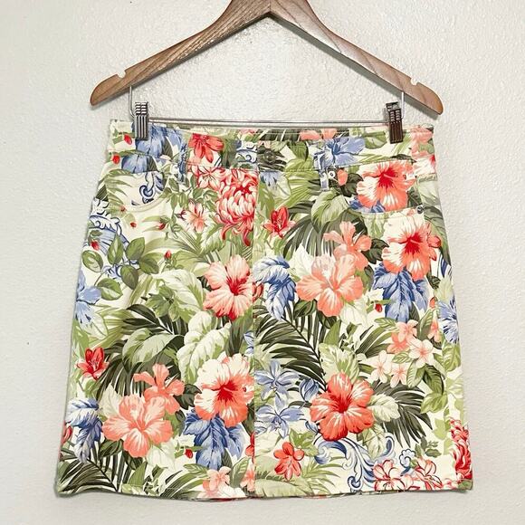 Tommy Bahama Boracay Short Skirt White Sand Floral Mini Skirt women's size 10 - Picture 1 of 11